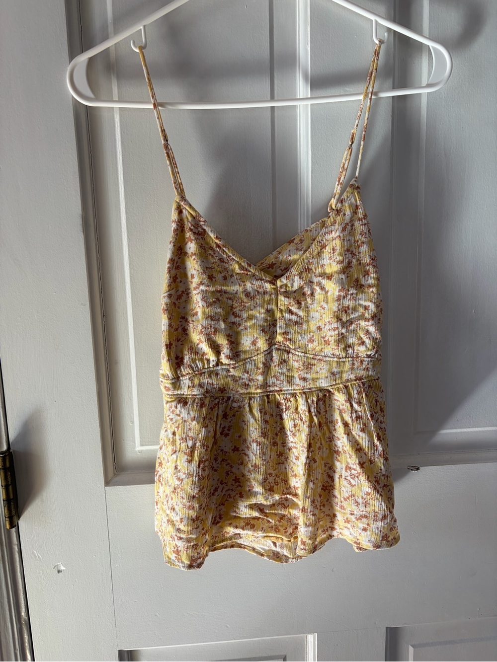 American Eagle Outfitters Yellow Floral Spaghetti Strap Camisole
